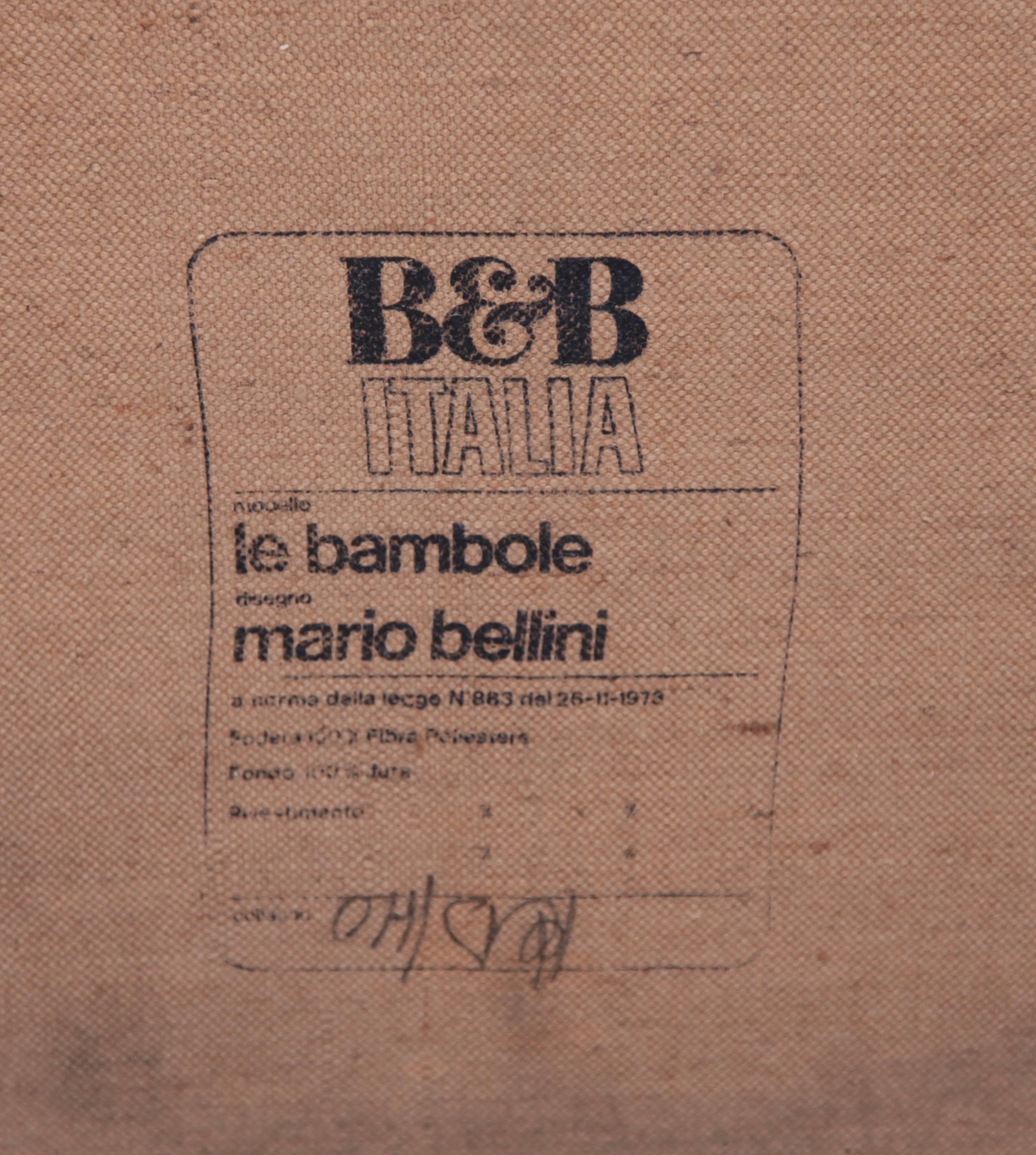 Mario Bellini Le Bambole Three-Seat in Light Tan Leather by B&B, Italia 1
