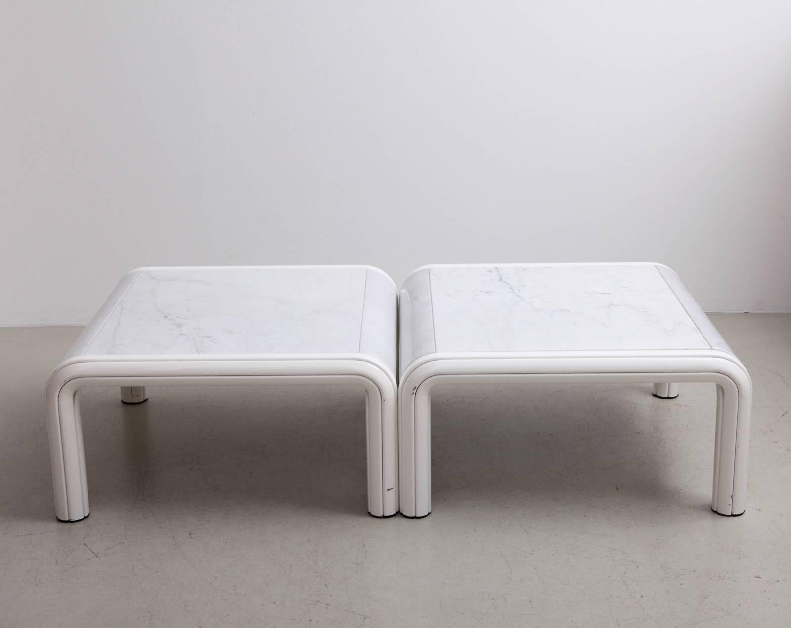 Italian Rare Pair of Marble Coffee or Sofa Tables by Gae Aulenti for Knoll, Italy, 1970s For Sale
