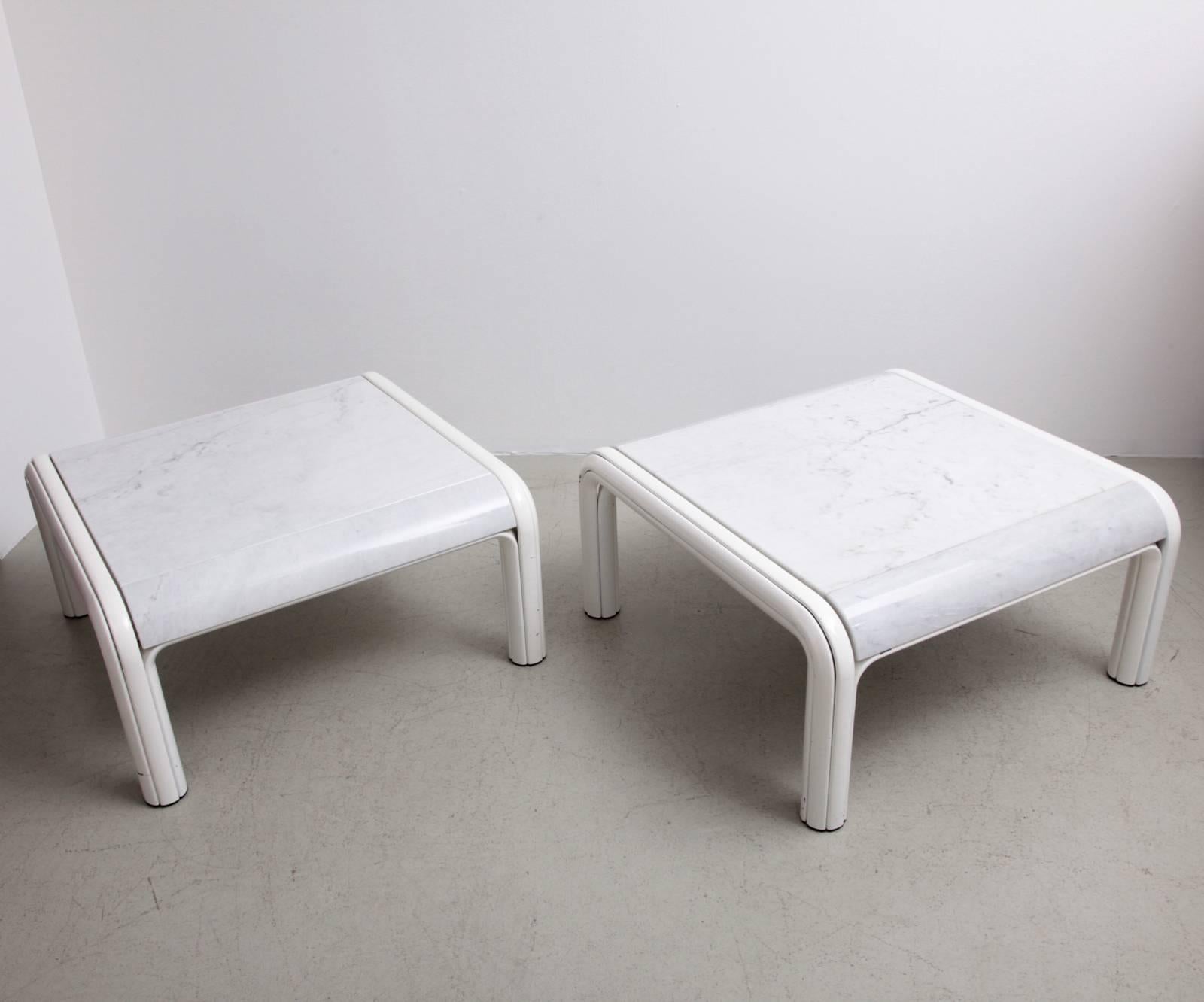 Mid-Century Modern Rare Pair of Marble Coffee or Sofa Tables by Gae Aulenti for Knoll, Italy, 1970s For Sale