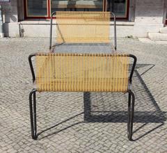 One of Four Jacques Hitier Daybed in Original Black and Yellow