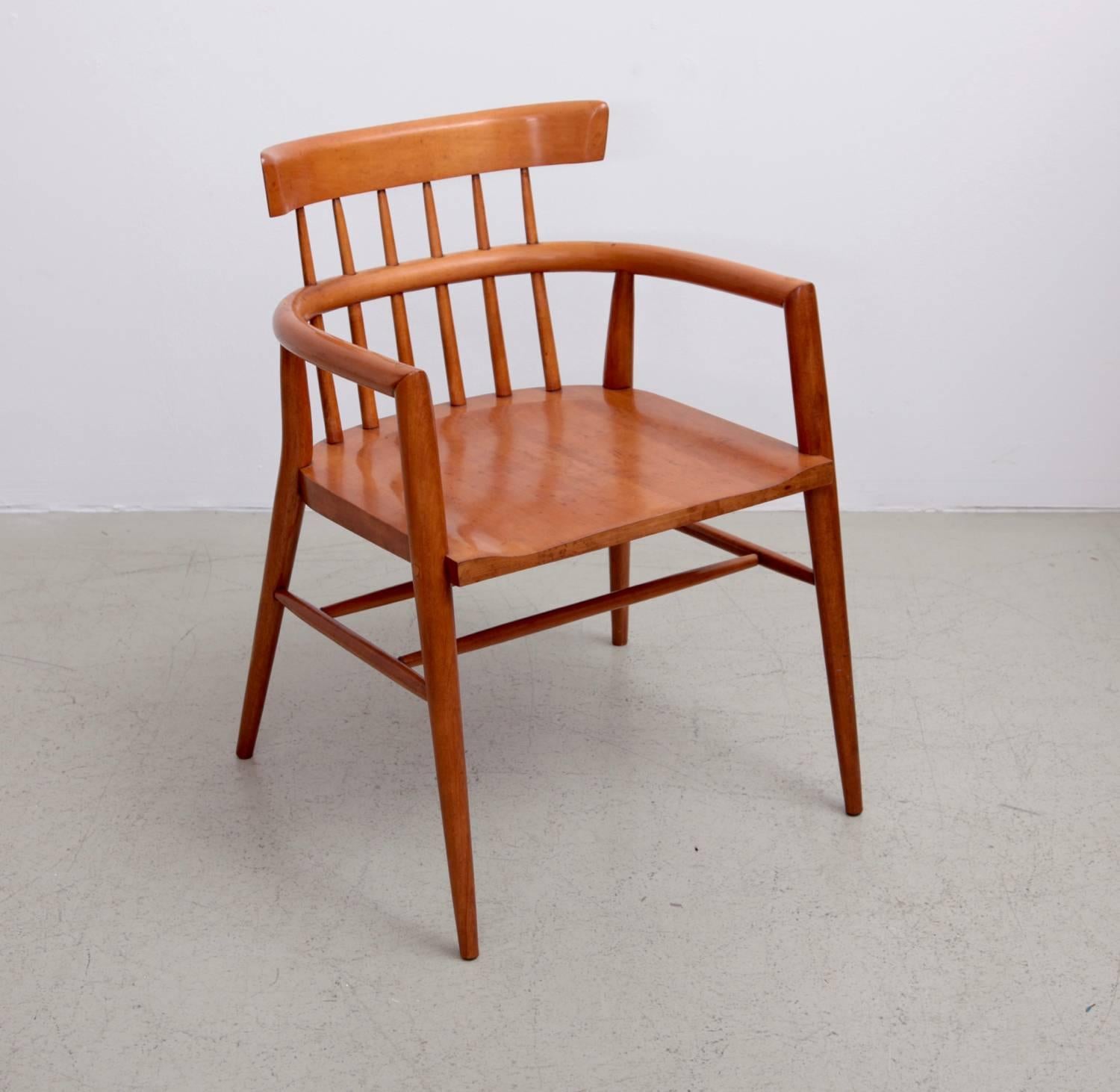 Mid-Century Modern, maple wood, spindle back, windsor style chair by Paul McCobb for Planner Group in restored condition.