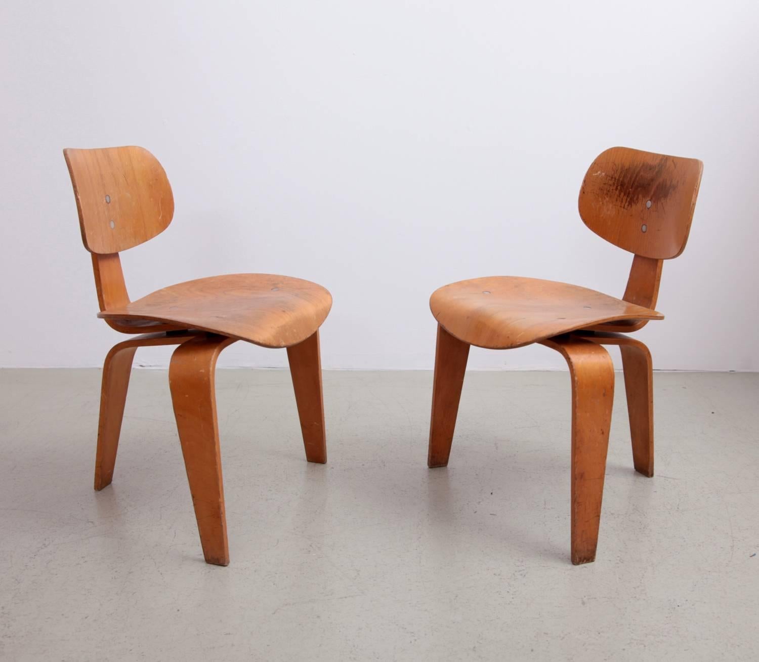 Early Egon Eiermann, plywood SE42. Designed 1949 for Wilde & Spieth. Curved beech plywood. Fully original condition.