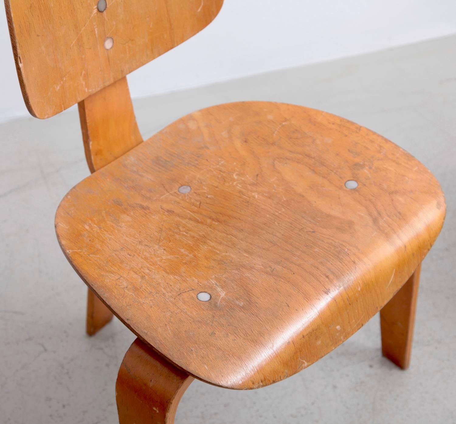 Rare Pair of Early SE42 Egon Eiermann Plywood Chairs, Germany, 1950s 2