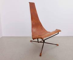 Early Dan Wenger Lotus Lounge Chair in Original Leather