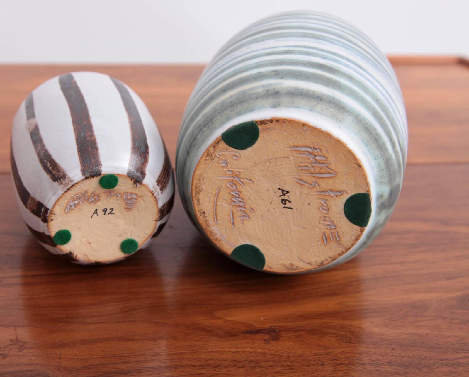 Mid-Century Modern Set of Two Studio Art Pottery by Ahlstrom, California, 1960s For Sale