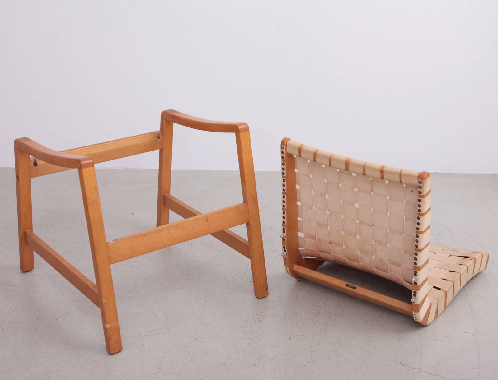 Mid-Century Modern Early Jens Risom Armchair by Knoll or Vostra with Original Webbing