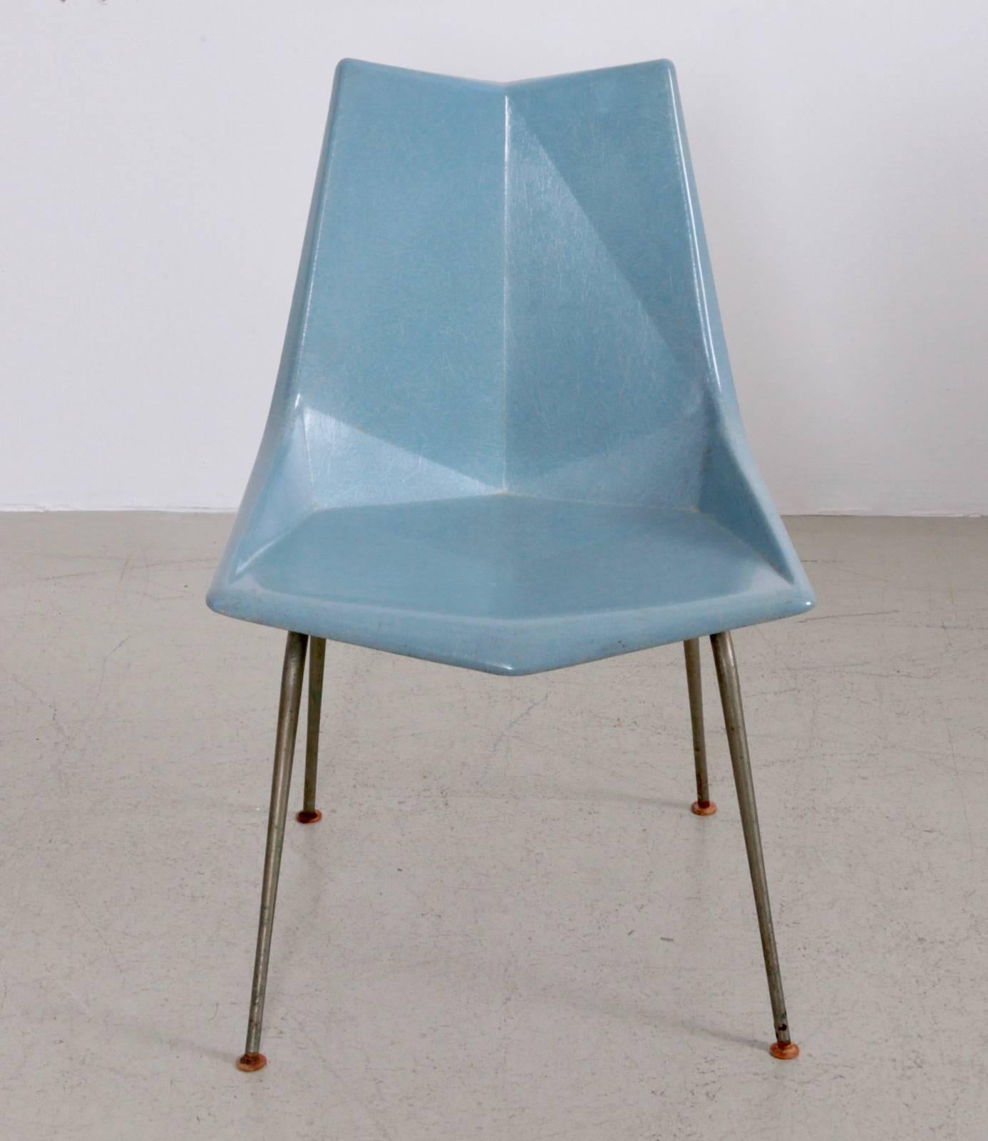Mid-Century Modern Paul McCobb Light Blue Origami Side Chair, USA, 1950s