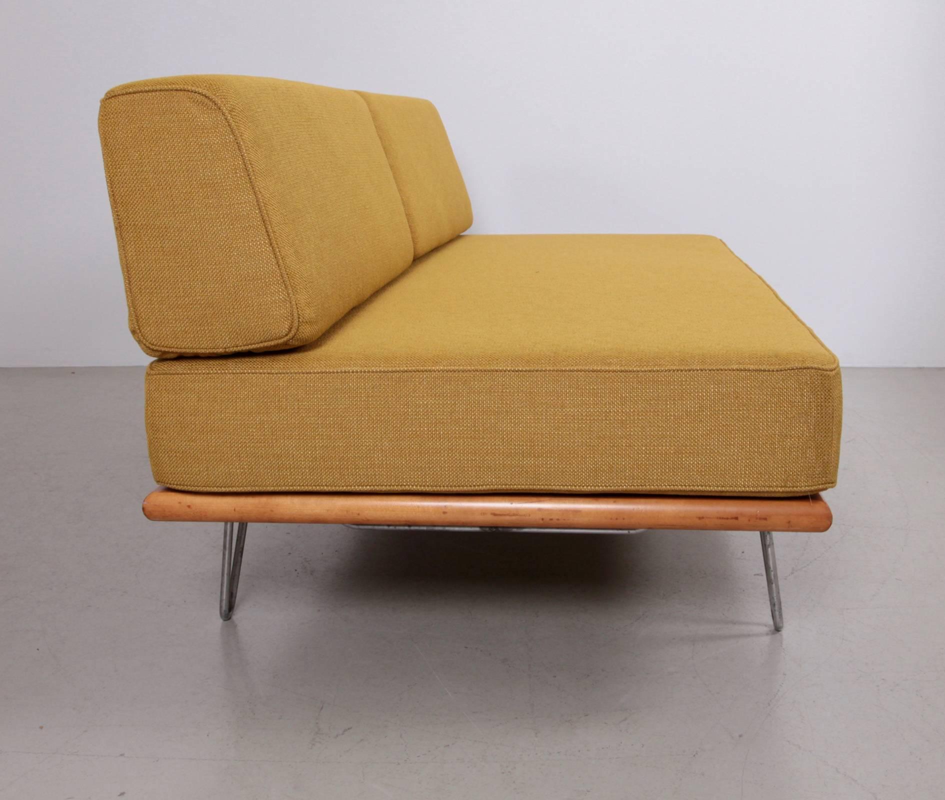 American Early Signed George Nelson Pinleg Daybed New Upholstered for Herman Miller