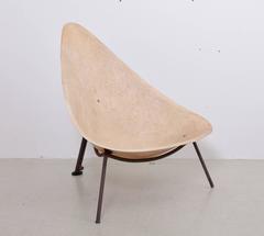 Early French Fiberglass Lounge Chair in Parchment by Ed Merat, France, 1956