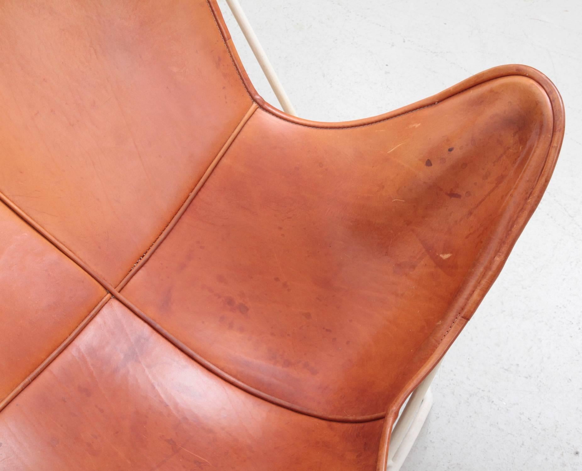 German Mid-Century Modern Butterfly Chair by Knoll International in Original Leather