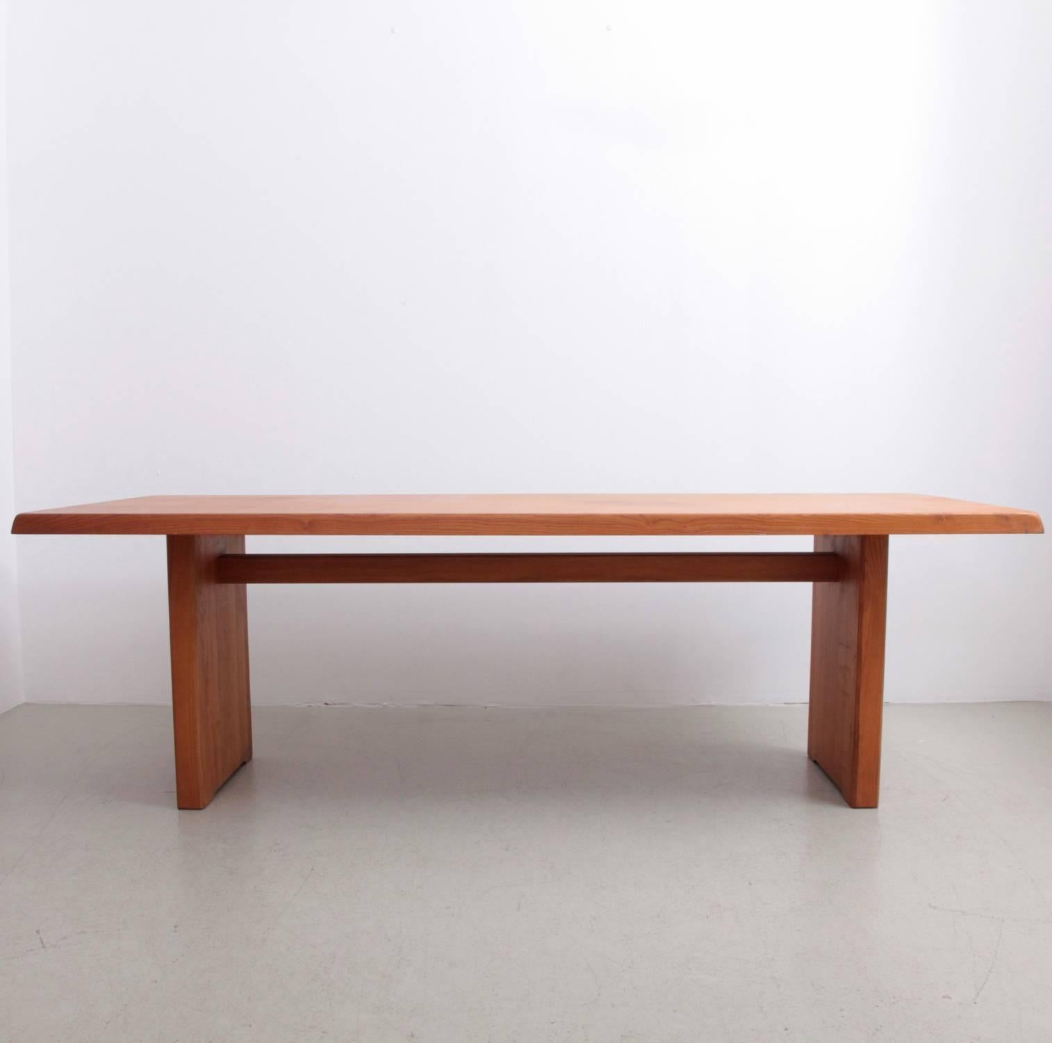 Mid-Century Modern Rare Large Pierre Chapo T14D Dining Table in Elmwood, France, 1970s