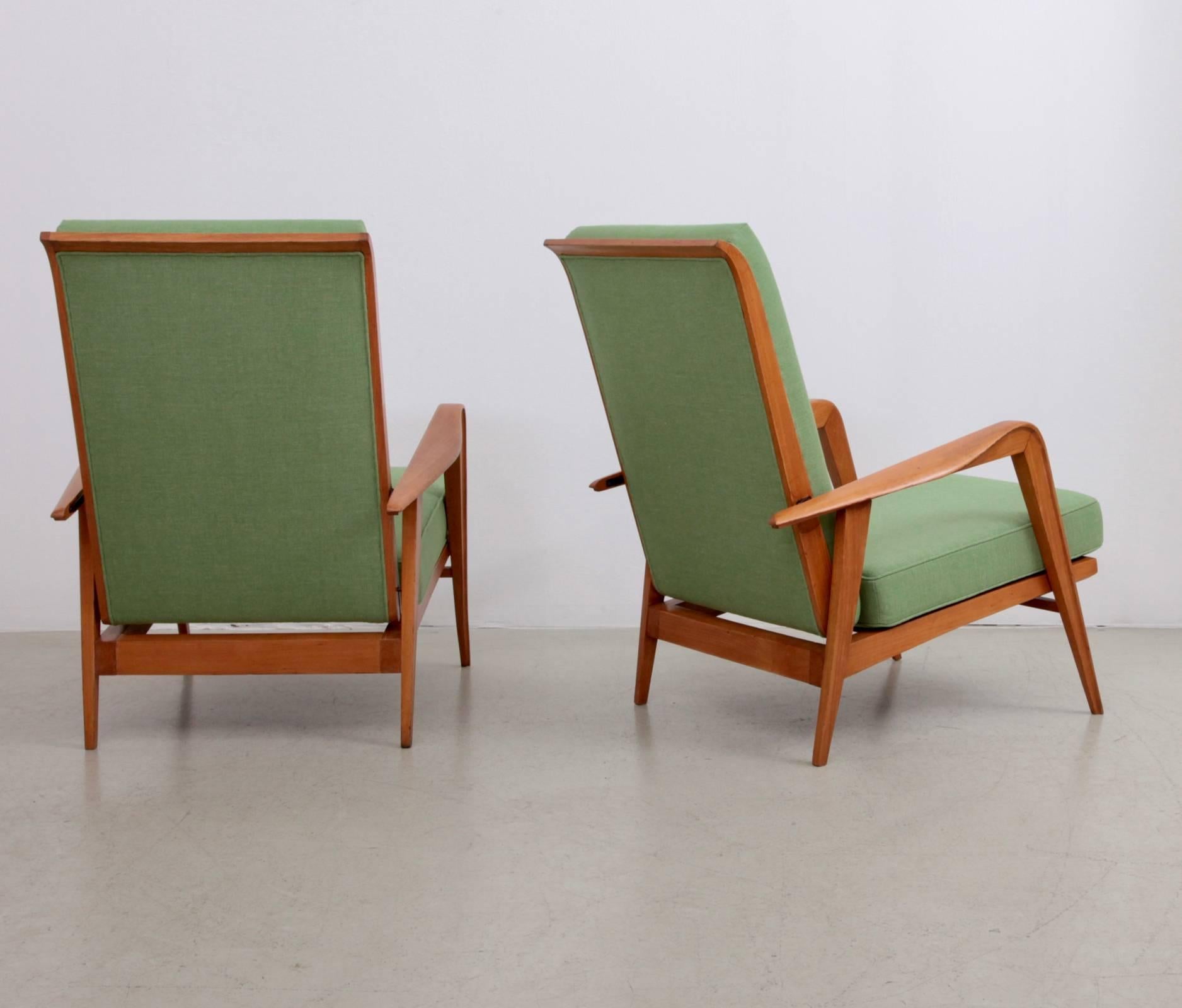 French Pair of New Upholstered Etienne Henri Martin Lounge Chairs
