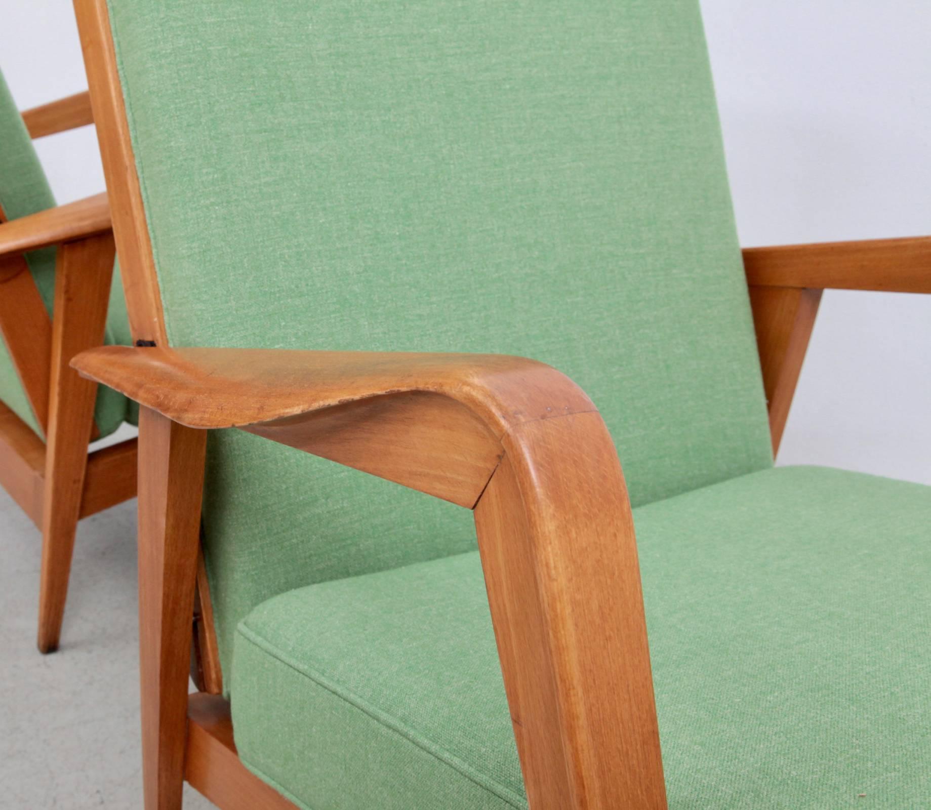 Pair of New Upholstered Etienne Henri Martin Lounge Chairs In Excellent Condition In Berlin, DE