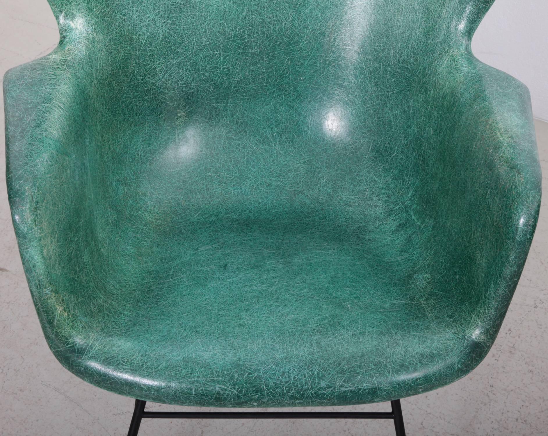 Mid-20th Century Pair of Green Luther Conover Molded Fiberglass Lounge Chairs