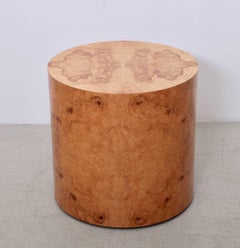 Milo Baughman Drum Table for Thayer Coggin in Ash Burl, Signed, USA, 1970s