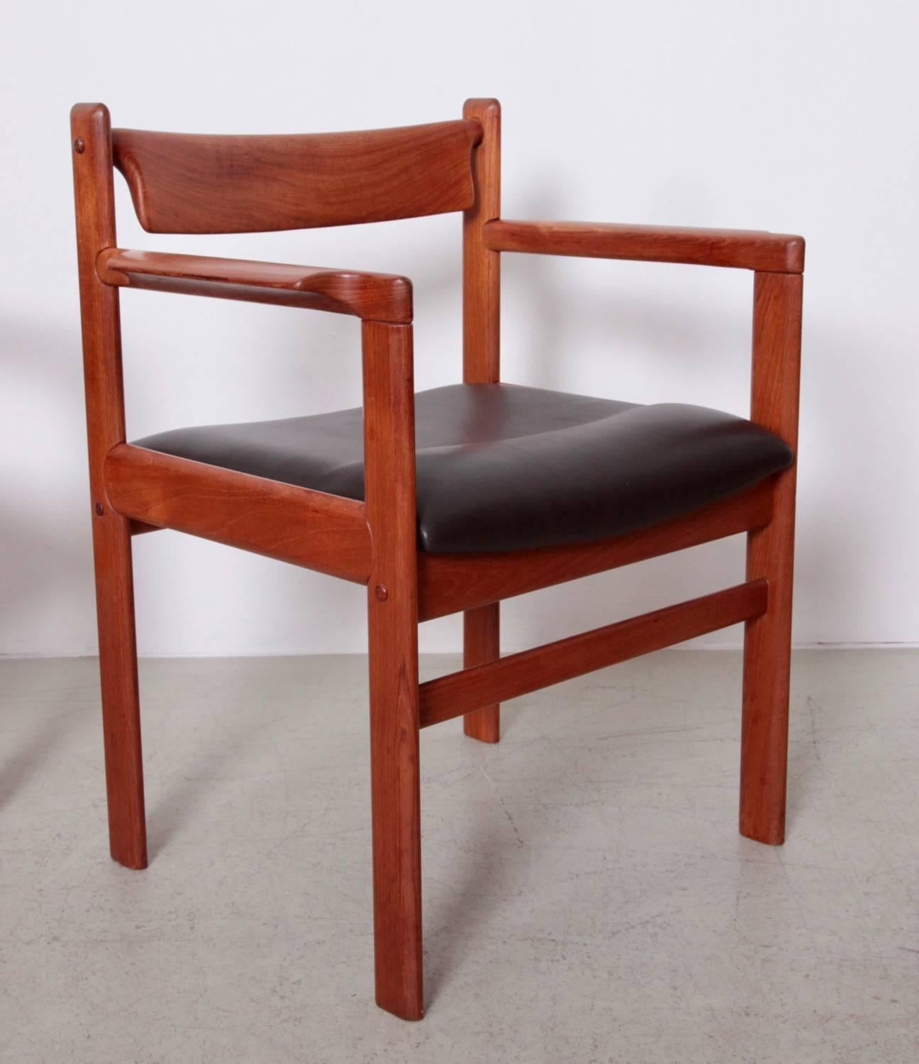 Set of Three Danish Occasional Armchairs in Teak and Leather In Excellent Condition In Berlin, DE