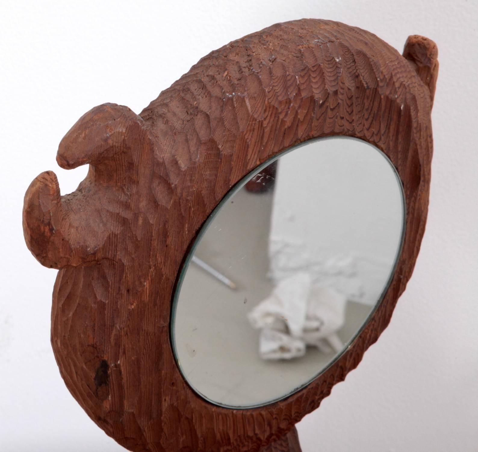 Mid-Century Modern American Midcentury Redwood Sculpture Mirror by Jdmz Signed