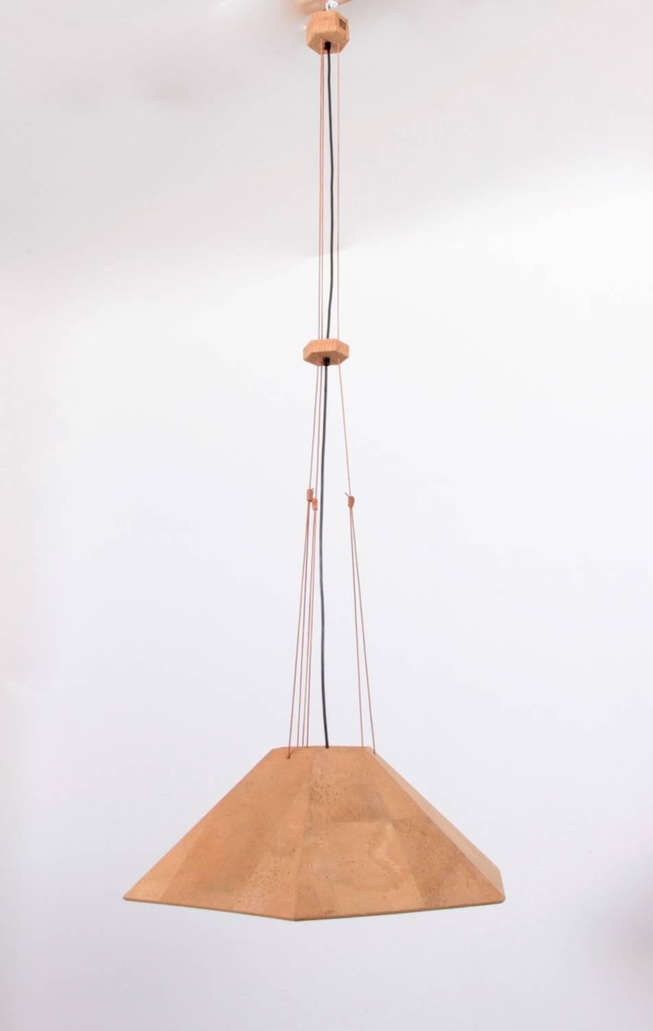 Rare Huge Wilhelm Zannoth Zanotl Cork Pendant Lamp for Ingo Maurer Germany 1970s In Excellent Condition In Berlin, DE