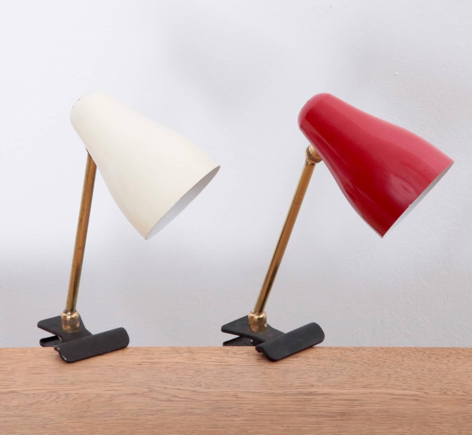 Mid-Century Modern Pair of Desk or Table Clamp Lamps by Giuseppe Ostuni for O-Luce