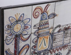 Large Jean Derval Ceramic Tile Wall Panel, France, 1950s