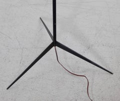 French 1950s Chinese Hat Tripod Floor Lamp with Metal Base