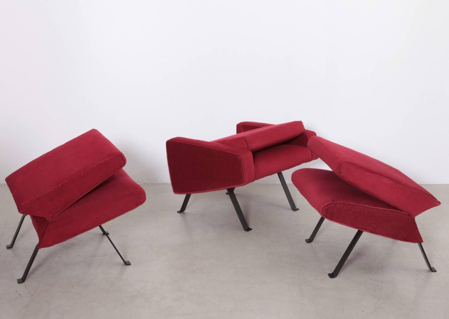 Rare Slipper Chairs by Joseph-André Motte for Steiner, France, 1955 In Good Condition In Berlin, DE