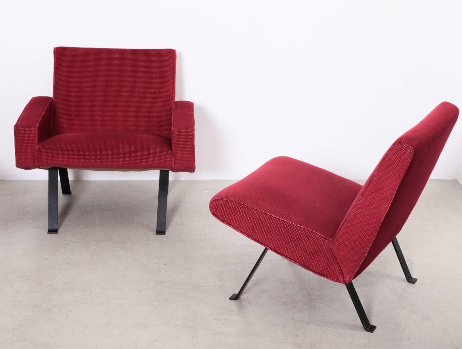 Mid-Century Modern Rare Slipper Chairs by Joseph-André Motte for Steiner, France, 1955