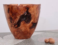 Huge Turned Elmwood Bowl by Woodworker Eckart Mohlenbeck in Apple Wood