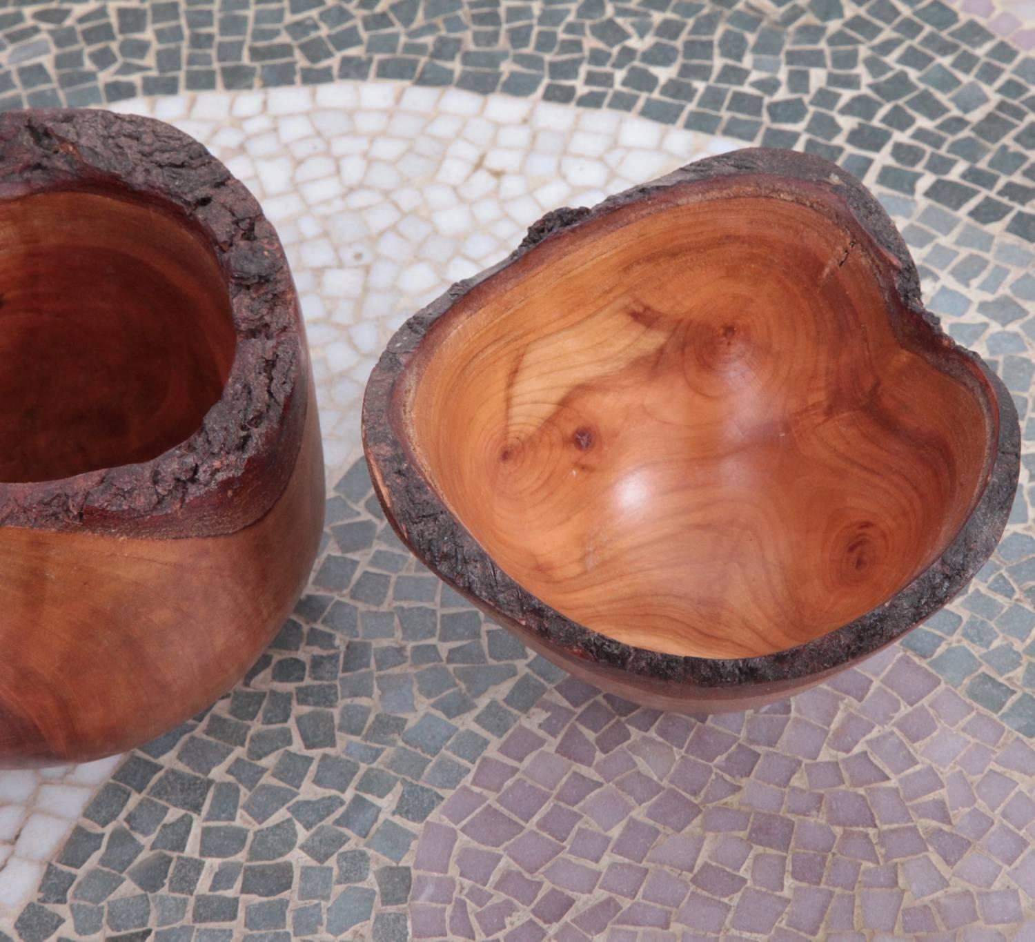 Mid-Century Modern Three Turned Wood Bowls by German Craftsmen Eckart Mohlenbeck in Cherry