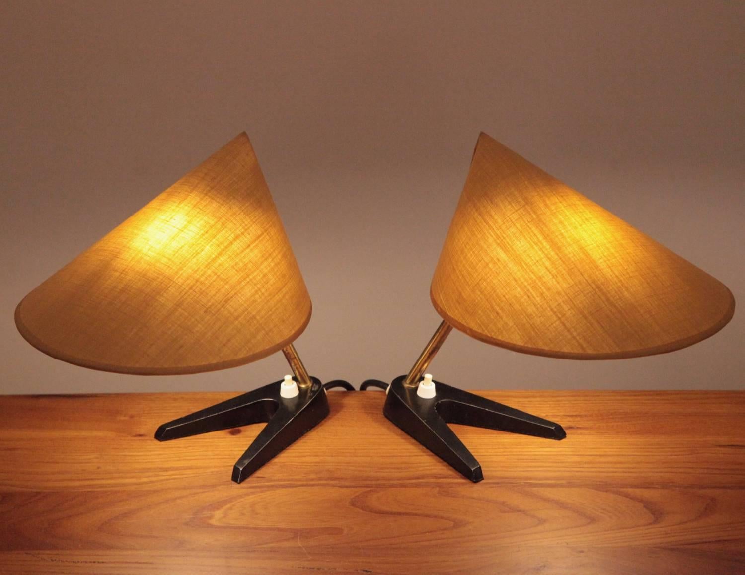 Pair of 1950s Table Lamps in the Manner of Kalmar or Rupert Nikoll In Excellent Condition In Berlin, DE