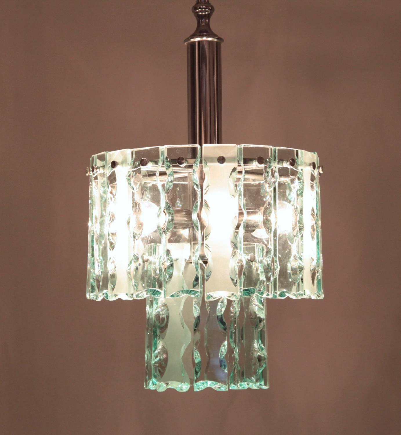 Fontana Arte Style Two-Tier Glass Chandelier 1