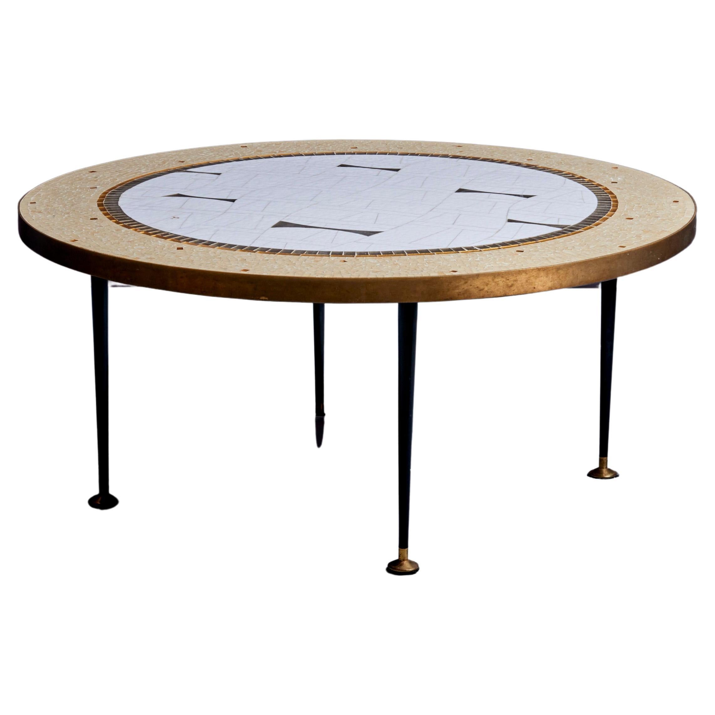 Grande table basse ronde en mosaïque de Berthold Muller, Allemagne, années 1960 en vente