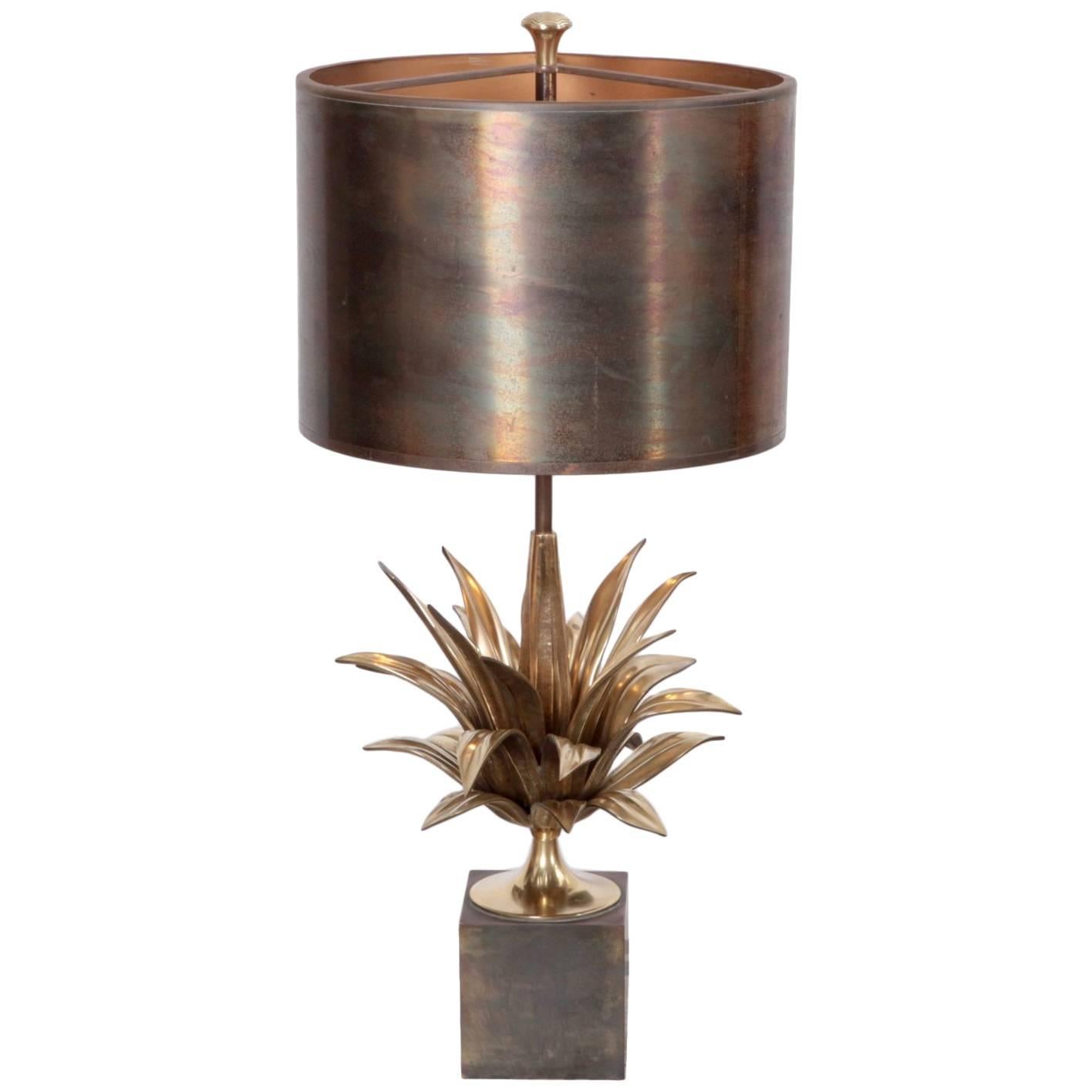 Rare Early Signed Maison Charles Agave a Gorge 2390-1 Table Lamp