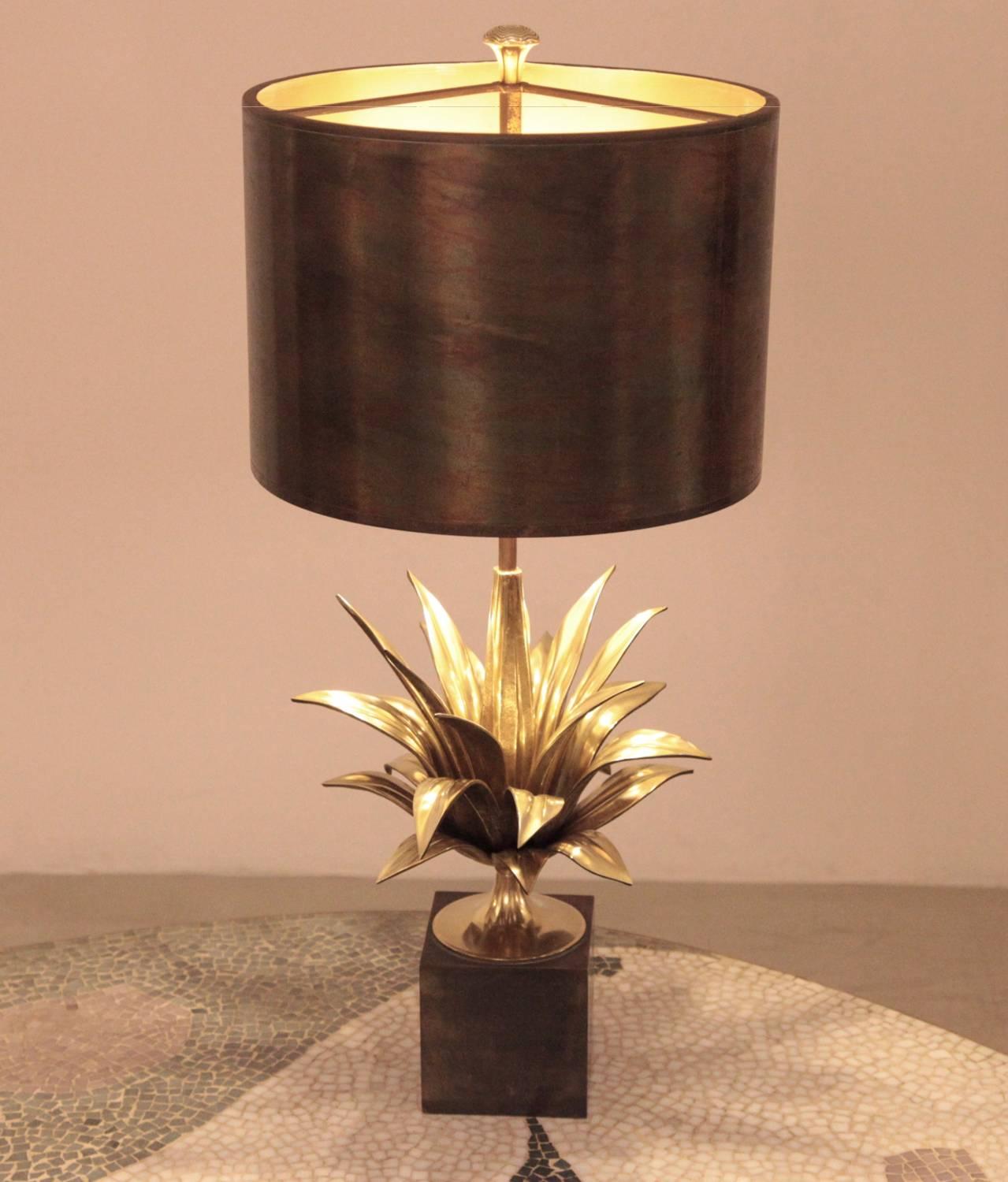 Mid-20th Century Rare Early Signed Maison Charles Agave a Gorge 2390-1 Table Lamp