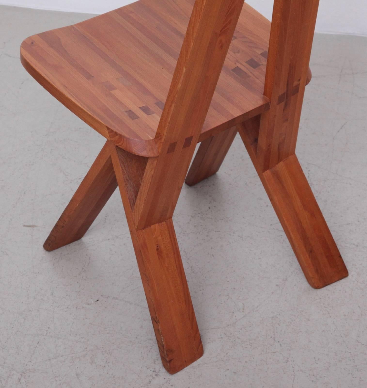 French Pierre Chapo S45 Chair in Solid Elm