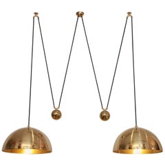 Stunning Florian Schulz Double Posa Brass Pendant Lamp with Side Counter Weights