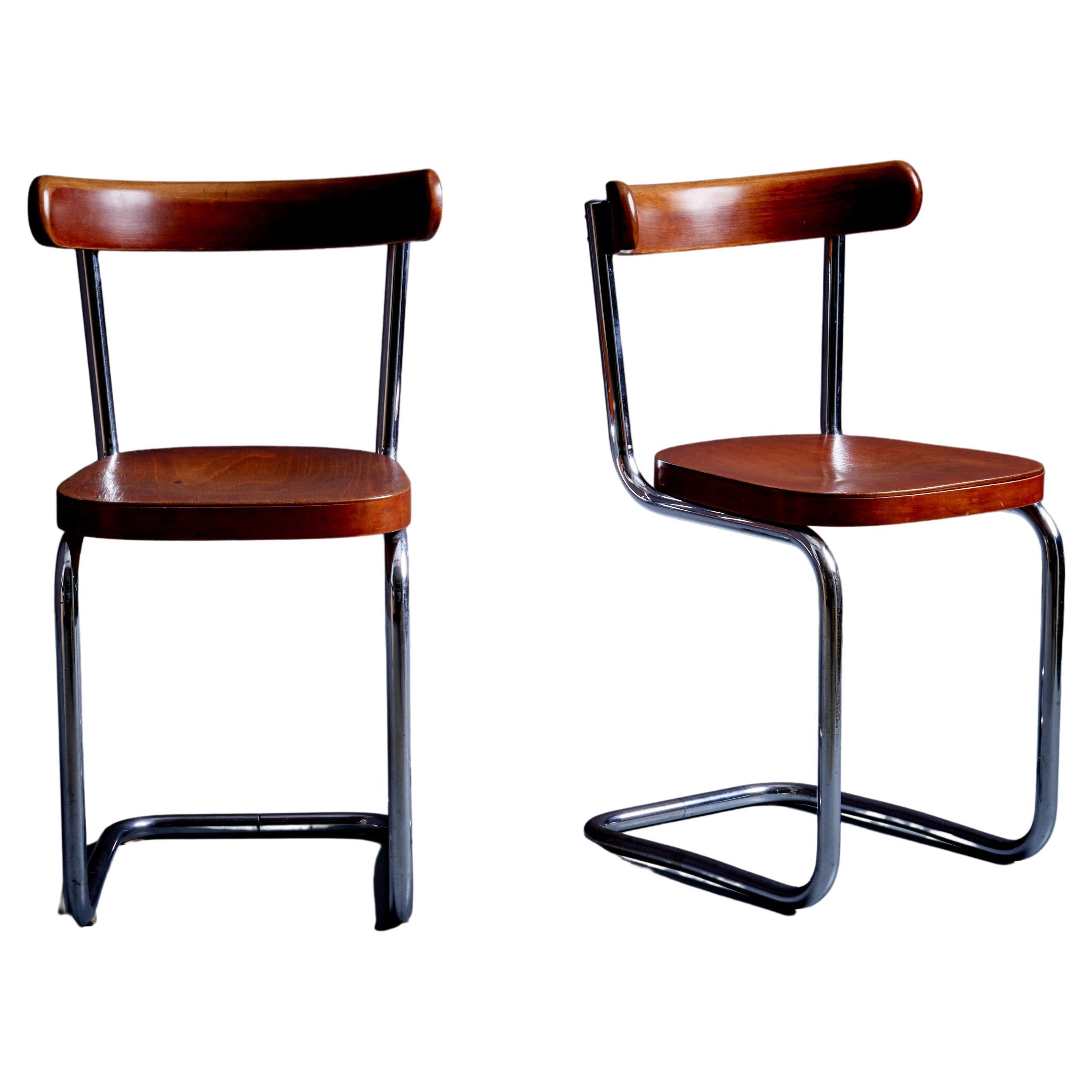 Pair of Chairs by Mart Stam for Mücke-Melder 'Under License from Thonet', 1930s For Sale