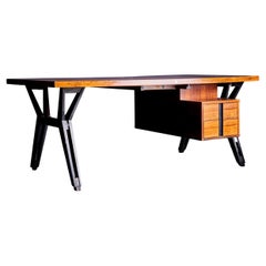 Ico Parisi Mahogany Executive Office Desk by MIM Italy, 1950s