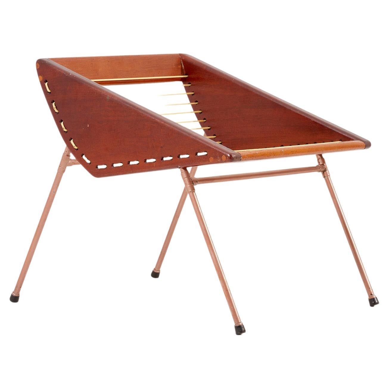 Unique Diy Mid Century Studio Stool with Copper Pipes and Webbing, USA, 1960s For Sale