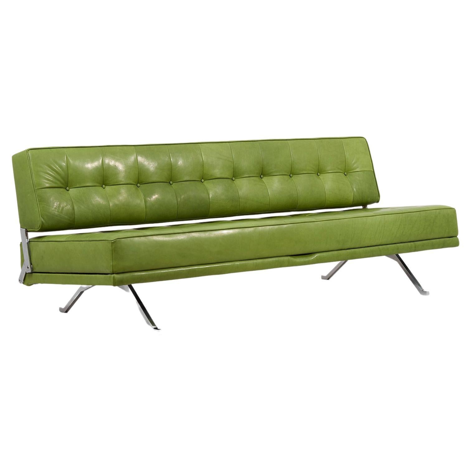 Reupholstered Johannes Spalt Sofa Daybed for Wittmann, 1960s in green leather  For Sale
