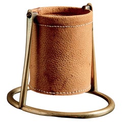 Bottle Holder with Leather Sleeve by Werkstätte Carl Auböck, Austria, 1960s