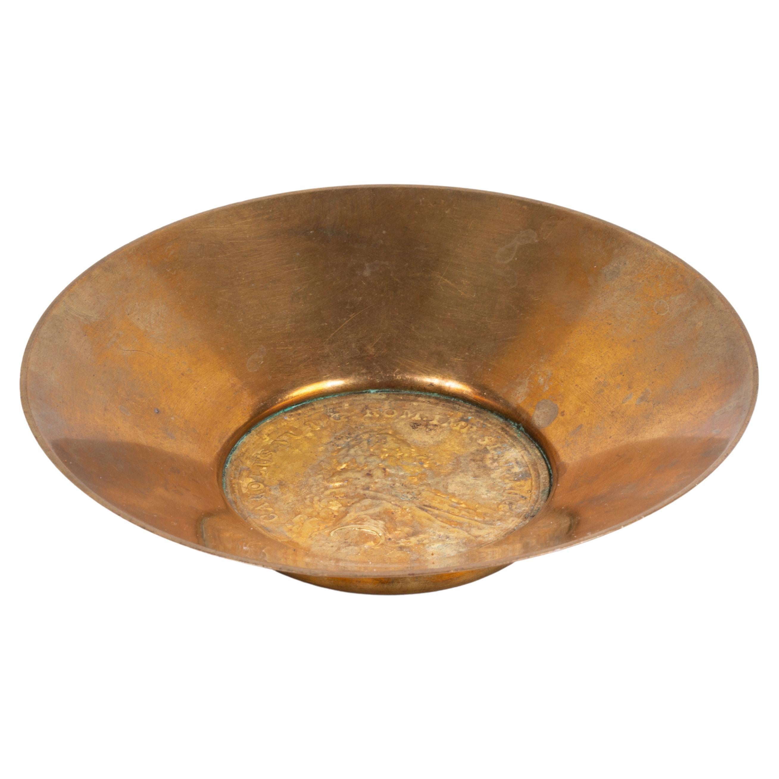 Brass bowl with central medallion by Werkstätte Carl Auböck, 1960s