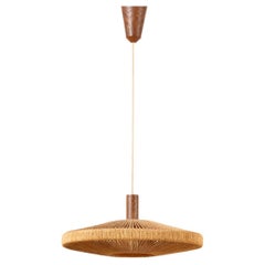 Grande lampe à suspension Temde Sisal, Suisse, années 1950