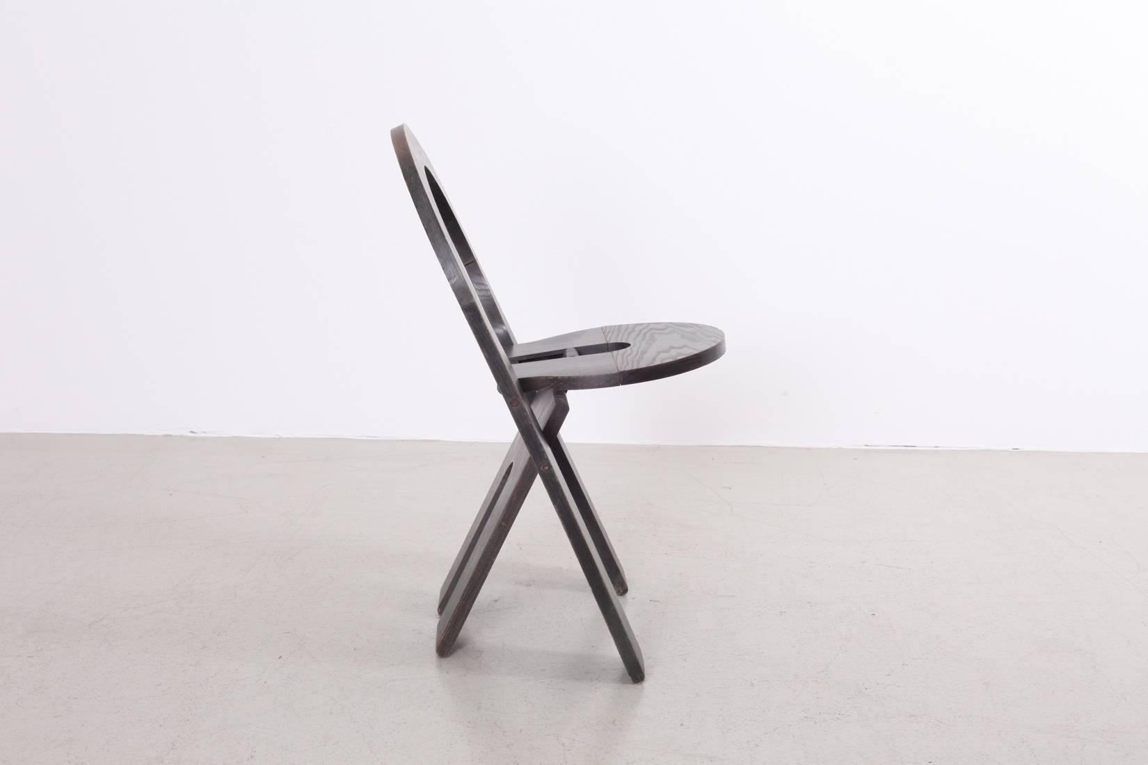 Rare Black Roger Tallon Four-Folding Chair In Excellent Condition In Berlin, DE