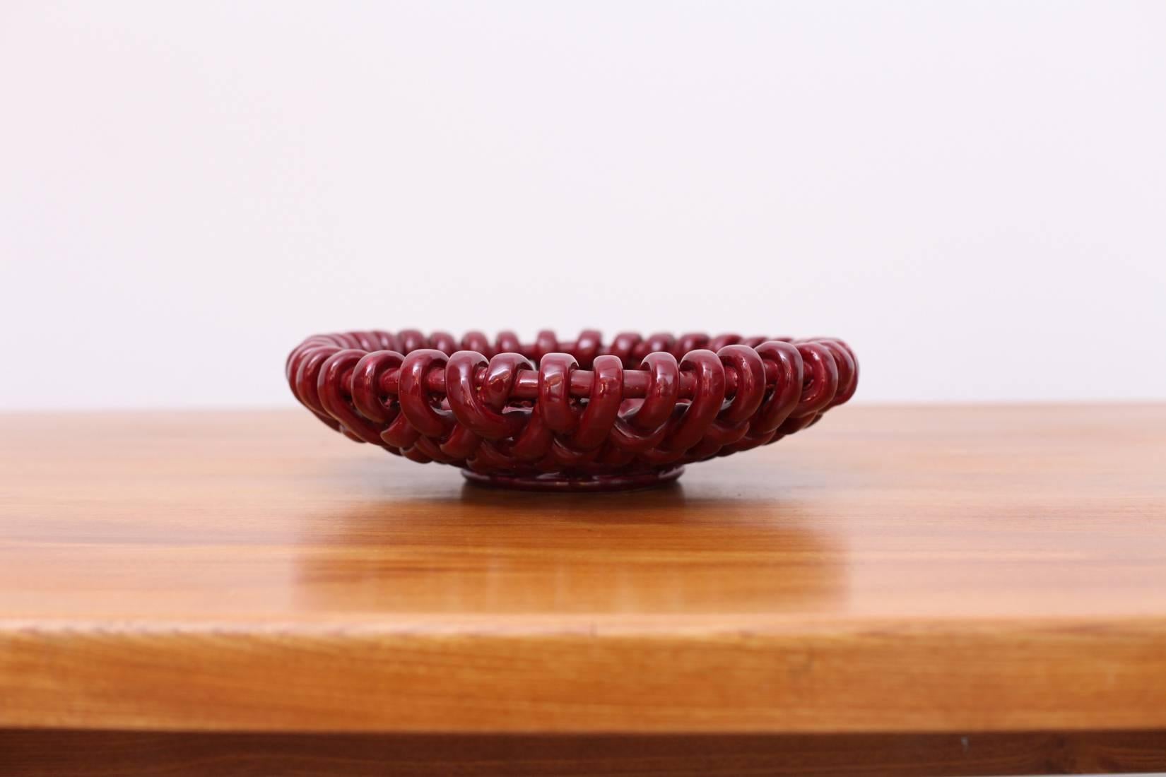 Woven purple ceramic bowls from Vallauris by Jérôme Massier. Marked by Massier on the bottom and in ex condition.