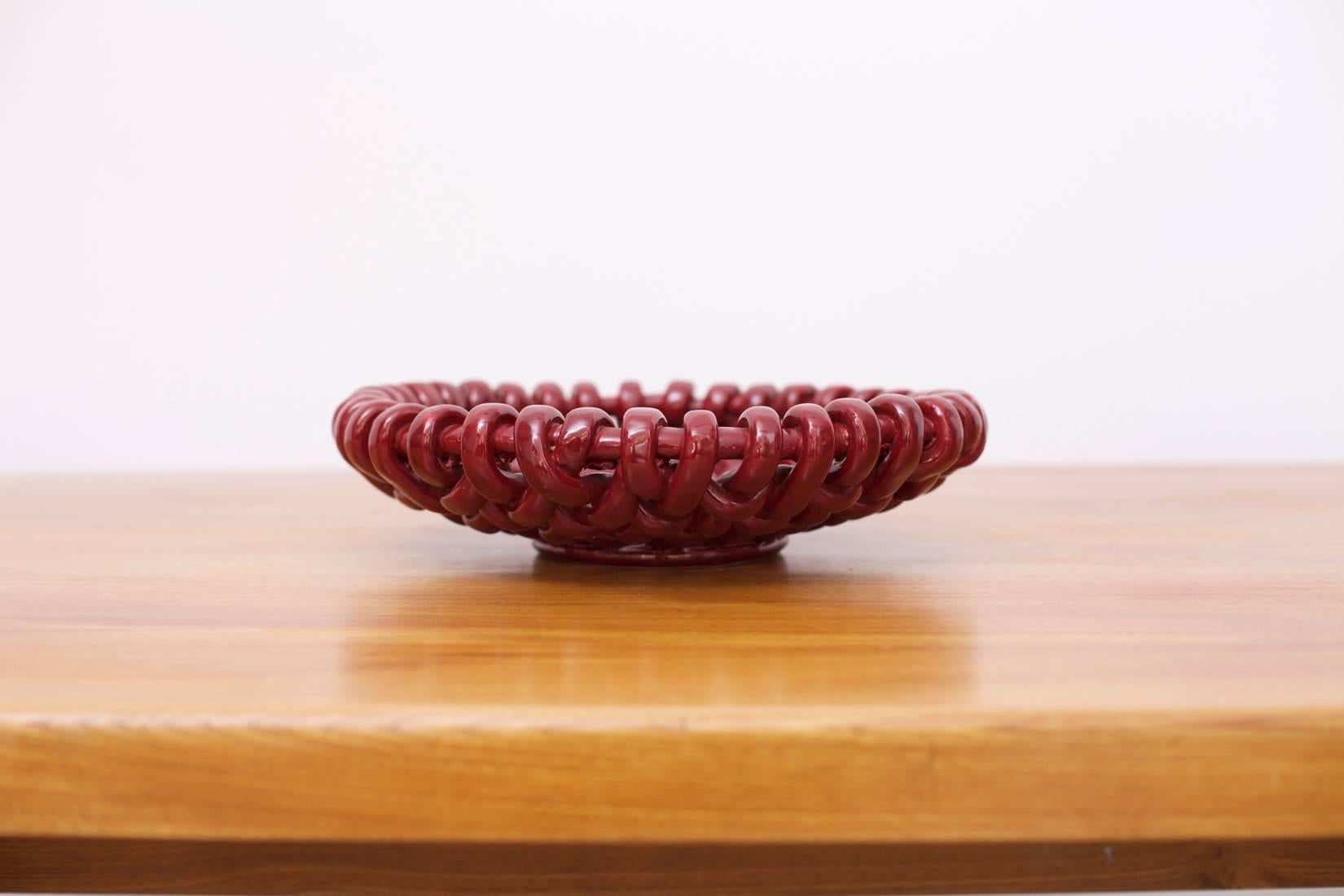 Mid-Century Modern Jerome Massier Bordeaux Ceramic Bowl by Vallauris, France 1960s