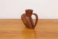 Large Decorative Solid Wood Pitcher by French Woodworker Azrou