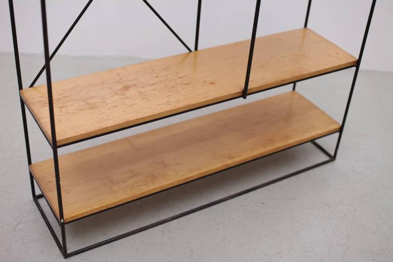 Paul Mccobb Planner Group Iron Shelf Unit For At 1stdibs Rare Wrought Iron Paul Mccobb Shelf Unit In Original Not Restaured Condition Solid Maple Boards