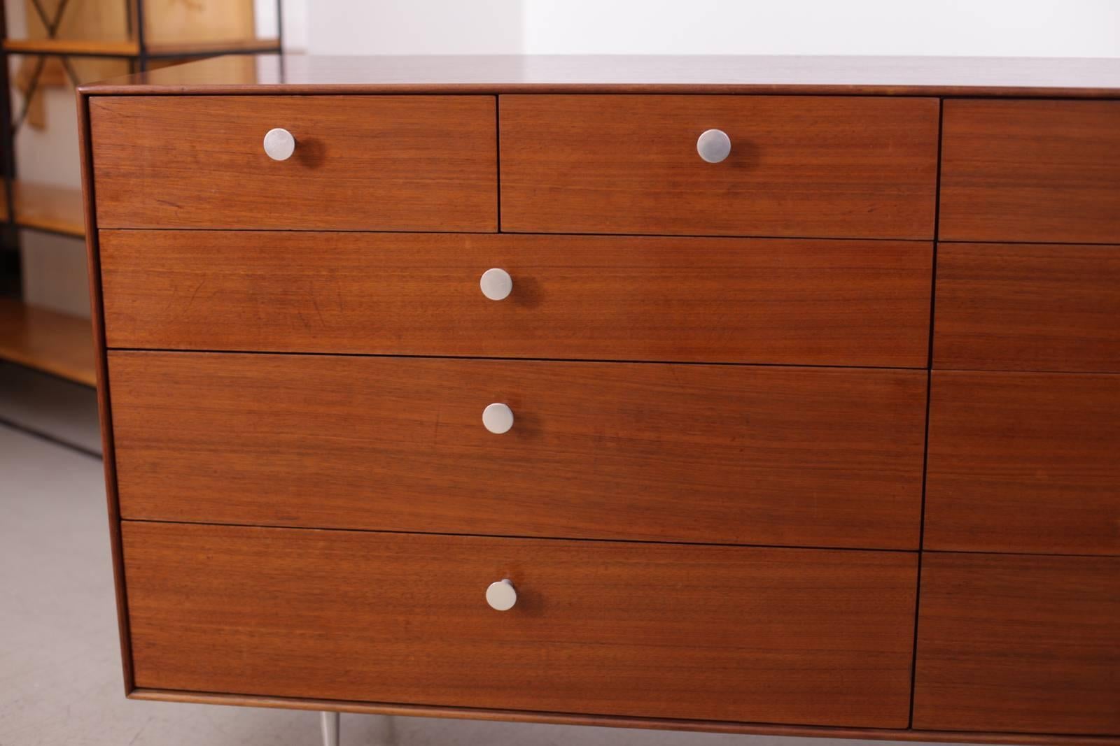 Aluminum George Nelson Thin Edge Chest of Drawers in Walnut by Herman Miller