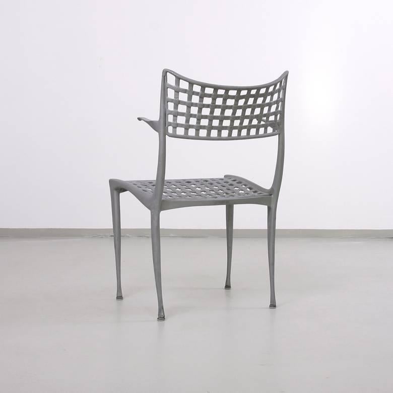Rare 1950s cast Aluminum gazelle Dining Chair by Dan Johnson in excellent vintage condition.